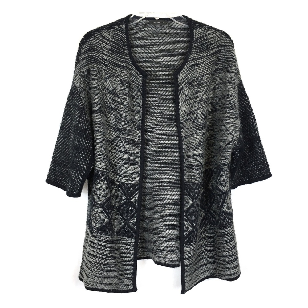 The Limited Gray Black Aztec Wool Open Cardigan M